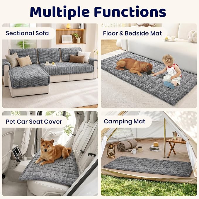 Royhom Couch Cover for Dogs Washable，Non Slip Sofa Protector for Pets | Durable & Easy Care, Soft Furniture Cover for Leather & Fabric Couches Against Claws, Spills & Fur, 27.6x59 Inch, Grey - Image 3