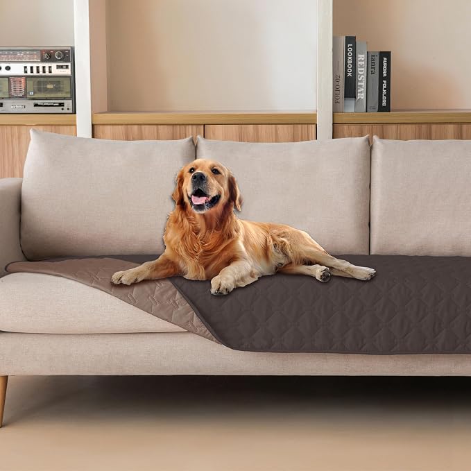 gogobunny 100% Double Sided Waterproof Dog Blanket Soft Pet Bed Cover Reversible Protect Furniture Couch Sofa Car for Puppy Large Dog Cat (Dark Coffee/Light Coffee, 30x90 Inch (Pack of 1)) by gogobunny