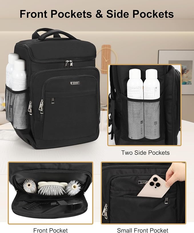 Relavel Barber Bag, Hair Tools Travel Bag, Barber Cases for Clippers and Supplies, Hairstylist Backpack Hairdresser Cosmetology Case for Hair Cutting Tools, Hair Salon Hairdresser Must Haves, Black - Image 5
