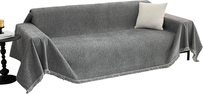 MYSKY HOME Oversized Couch Cover Sofa Covers Couch Covers for 3 Cushion Couch Sofa Pet Friendly L Shaped Sectional Couch Cover Non Slip Furniture Protector for Kids, 91"x150", Dark Grey - Image 9