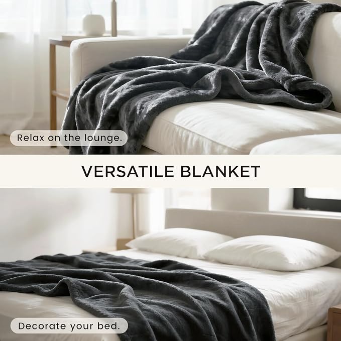 gogobunny Waterproof Bed Blanket, Reversible Sherpa Fleece Throw Blanket for Dog Puppy Cat, Furniture Cover Protects Bed Couch Sofa from Liquid Pee and Pet Fur (Dark Grey, 60x80 inches) - Image 7