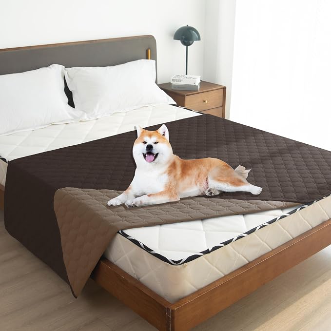 gogobunny 100% Double Sided Waterproof Dog Blanket Soft Pet Bed Cover Reversible Protect Furniture Couch Sofa Car for Puppy Large Dog Cat (Dark Coffee/Light Coffee, 82x120 Inch (Pack of 1)) - Image 3