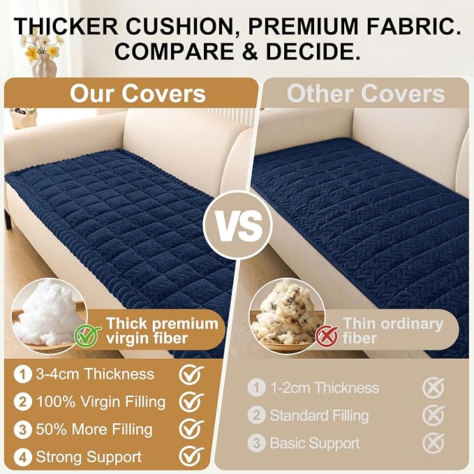 Smiry Couch Cover for Dogs, Non Slip Fuzzy Pet Sofa Covers Washable | Sofa Slipcovers for 3 Cushion Couch, Soft Thick Furniture Protector for Cats Dogs, Against Fur, Dirt, Scratch (35.4"x95") - Image 4