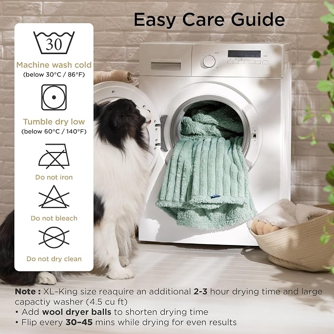 Bedsure ComfyFleece™ Waterproof Dog Blankets for Large Dogs,40x50 | Soft Plush Couch Cover,Washable Corduroy Fleece for Furniture Protector,Cozy Calming Reversible Pet Blanket, Garden Green - Image 6