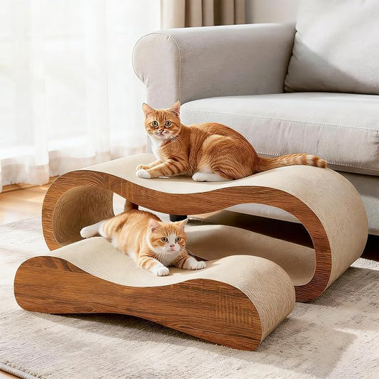 2 in 1 Cat Scratcher for Indoor Cats, Large Cardboard Cat Scratcher, 100% Recyclable&Reversible Scratching Pads Prevents Furniture Damage by SimpleDeluxe