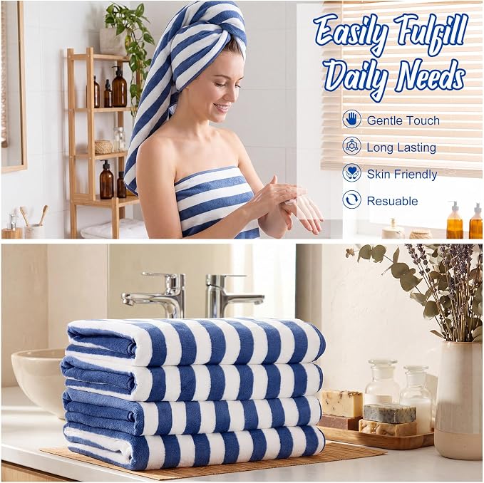 SmoothNovelty 12 Pack Microfiber Bath Towels Bulk 30'' x 70'' Oversized Beach Towel Extra Large Big Shower Body Sheet Highly Absorbent Soft Drying for Pool Bathroom Salon Hotel Party (Hazy Blue) - Image 4