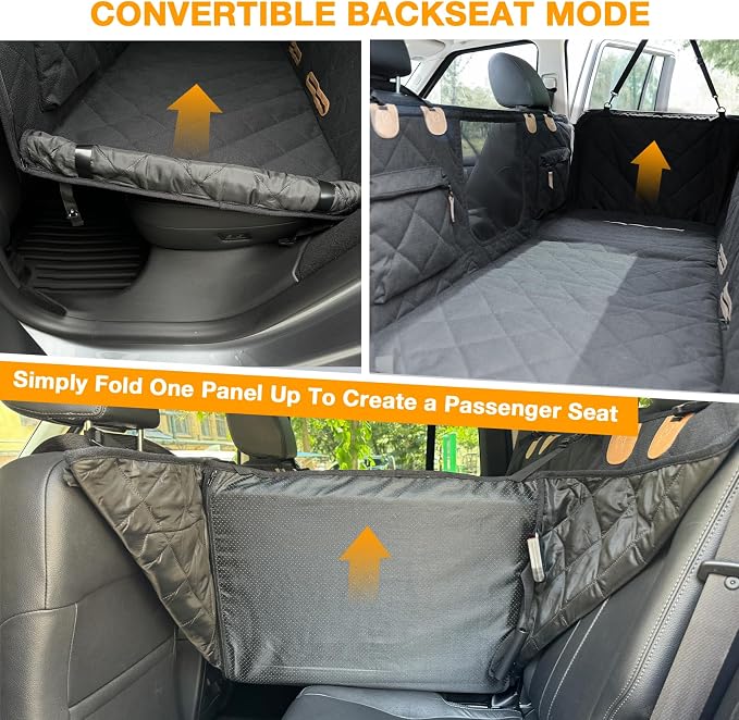 Dog Car Seat Cover for Back Seat, Hard Bottom Back Seat Extender for Dogs, Waterproof Car Hammock, Backseat Bed and Car Seat Protector, Nonslip Fit for Cars, SUVs, Trucks, 52 x 25 in, Black - Image 6