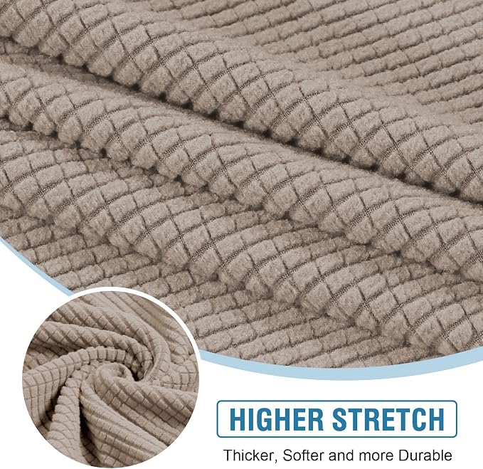 H.VERSAILTEX Sectional Couch Covers 3 Pieces Sofa Seat Cushion Covers L Shape Separate Cushion Couch Chaise Cover for Both Left/Right Sectional Couch (Seat Only: 1 Chaise + 2 Sofa, Sand) - Image 4