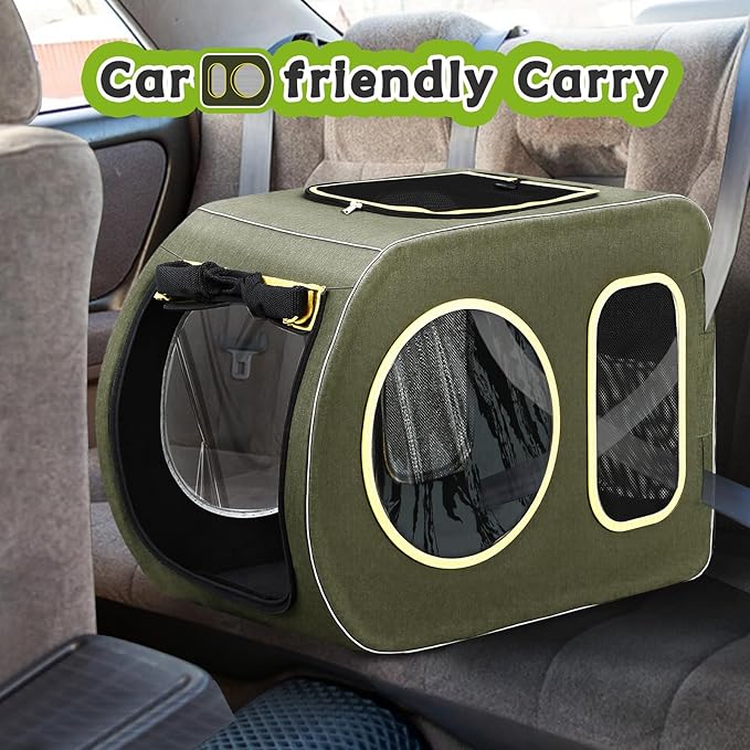 2025 Upgraded Dog Stroller for Large & Medium Dogs，Pet Stroller for 2 Small Dogs, Foldable Jogger Wagon with Detachable Carrier for Car Seat, Adjustable Handle, Up to 90 lbs, Green