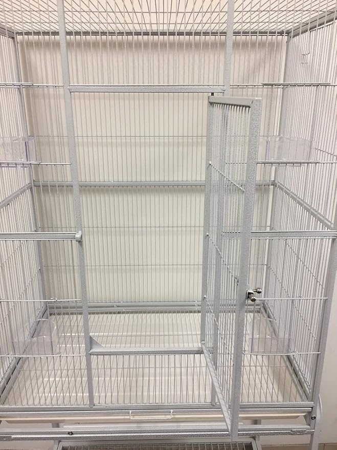 64" Extra Large Wrought Iron Breeding Flight Canary Parakeet Cockatiel Lovebird Finch Cage Side Nesting Doors Easy Clean Pull Out Tray with Removable Rolling Stand - Image 4
