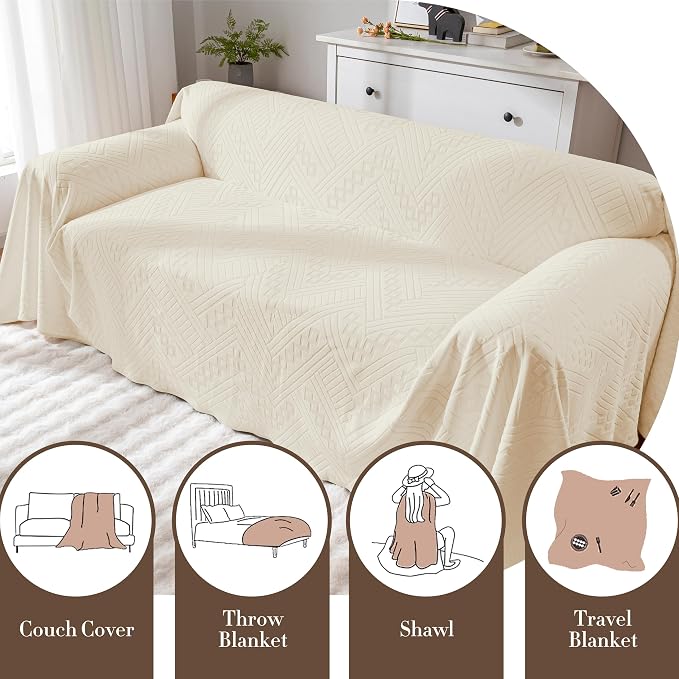 Waterproof Couch Cover, Reversible, Pet-Friendly, Washable and Anti-Slip Couch Covers for Sofa Protection with 3 Cushions, Sofa Slipcovers for Dogs and Cats (71×134in/Beige) - Image 6