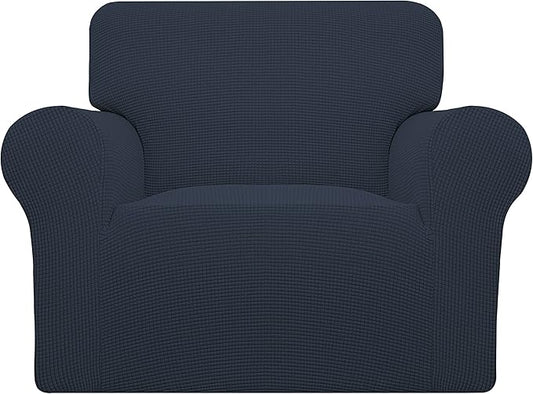 Easy-Going Stretch Oversized Chair Slipcover with Arm Washable Dark Blue | 1-Piece Large chair covers armchair Furniture Protector for Living Room chair and a half cover Soft For Kids, Pet. by Easy-Going