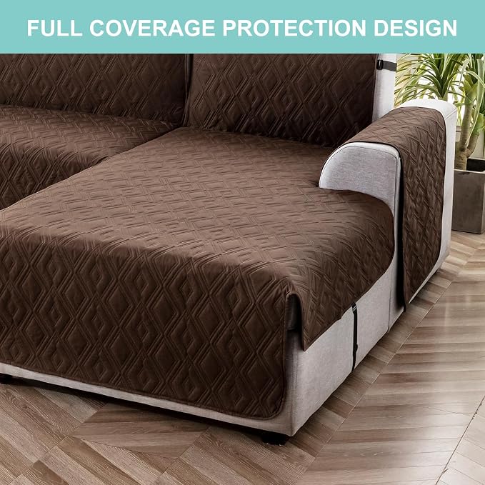 Genina Waterproof L Chaise Sectional Cover for Kids Pets (Chocolate, Sofa Large) - Image 6