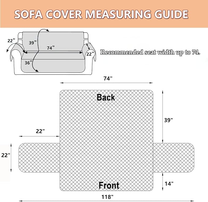 EVENHUG Sofa Cover for 3 Cushion Couch Sunflower Sofa Slipcover Washable 3 seat Couch Cover Furniture Protector Cover with Elastic Straps for Pets Kids Dog Cat (Sofa,Orange) - Image 7