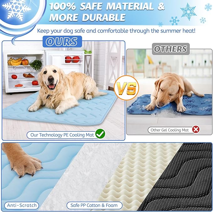 Dog Cooling Mat for Large Dogs, 40"x28" Breathable Self Cooling Crate Mat for Dogs & Cats, Portable Washable Pet Cooling Pad for Kennel, Sofa, Bed, Floor, Car Travel Indoor Outdoor Summer Use - Image 7