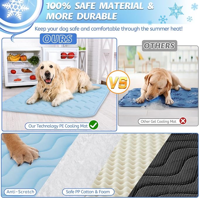 Cooling Mat for Dogs Extra Large, 59"x40" Breathable Cold Crate Pad for Pet with Non-Slip Bottom, Washable Waterproof Cool Fiber Pet Cooling Pad for Dog Bed Indoor/Outdoor Summ - Image 7