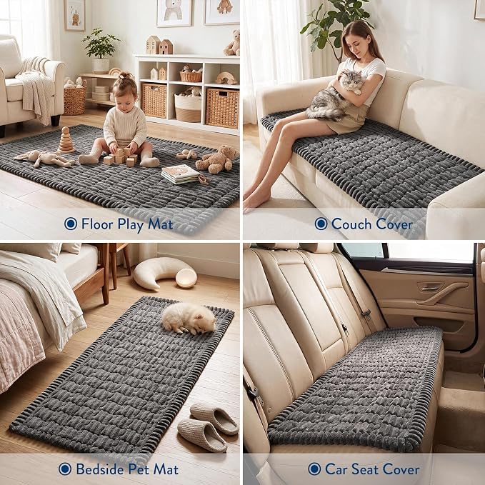 SureFit Couch Covers for Dogs,Non-Slip Washable Pet Friendly Sofa Protector | Non-Slip Paw Print Grip,Sofa Slipcovers for 3 Cushion Couch,Soft Thick Furniture Protector for Sofa Cushions(28"x83" Gray) - Image 4