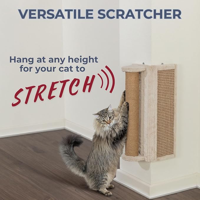 Trixie Wall Mounted Corner Scratching Board with Extra Post – Vertical Sisal Rope Pad for Indoor Cats – Easy-Install Corner Scratch Pad – Beige, 5.9 x 5.9 x 19.7 in - Image 2