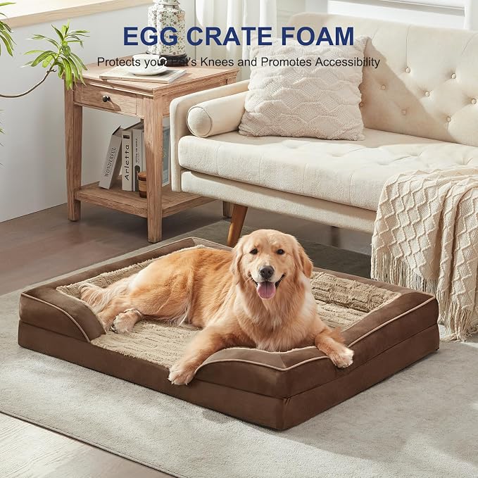 FURTIME Orthopedic Large Dog Bed, XL Waterproof Dog Beds, 42x35x6.5 Supportive Foam Pet Couch Bed with Removable Washable Cover and Nonskid Bottom - Image 5