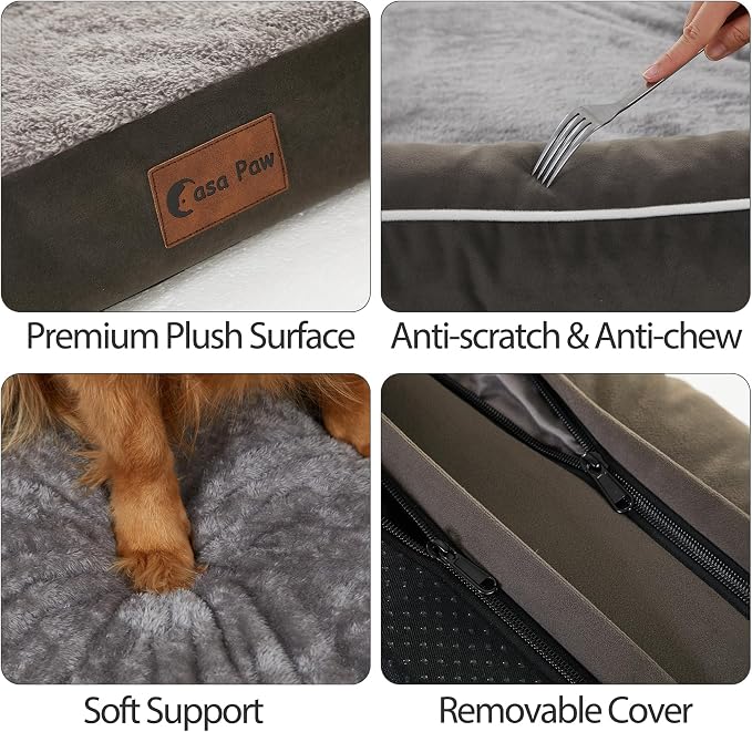 Orthopedic Dog Bed for Extra Large Dogs, Dark Green, 53x42in | Orthopedic Foam Relieves Joint Pressure, Bolsters Supports Head And Neck, Washable Cover, Non-Slip Bottom - Image 4