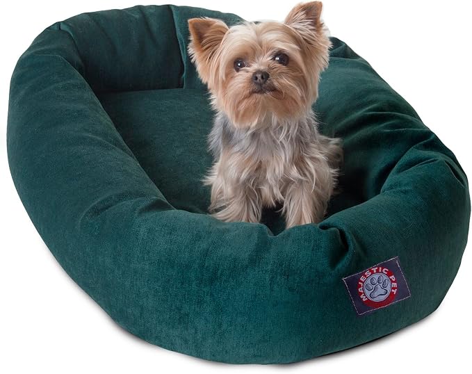 Majestic Pet 32 Inch Micro Velvet Calming Dog Bed Washable – Cozy Soft Round Dog Bed with Spine for Head Support - Fluffy Donut Puppy Mat 32x23x7 (inch) Medium - Storm - Image 6