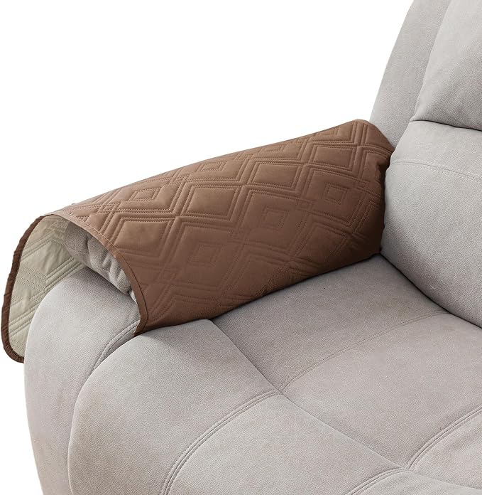 Genina 100% Waterproof Couch Arm Covers Set of 2, Armrest Covers for Sofa Couch Armchair, Anti-Slip Sofa Arm Cover Protectors Armchair Slipcovers for Pets Dogs (Camel) by Genina