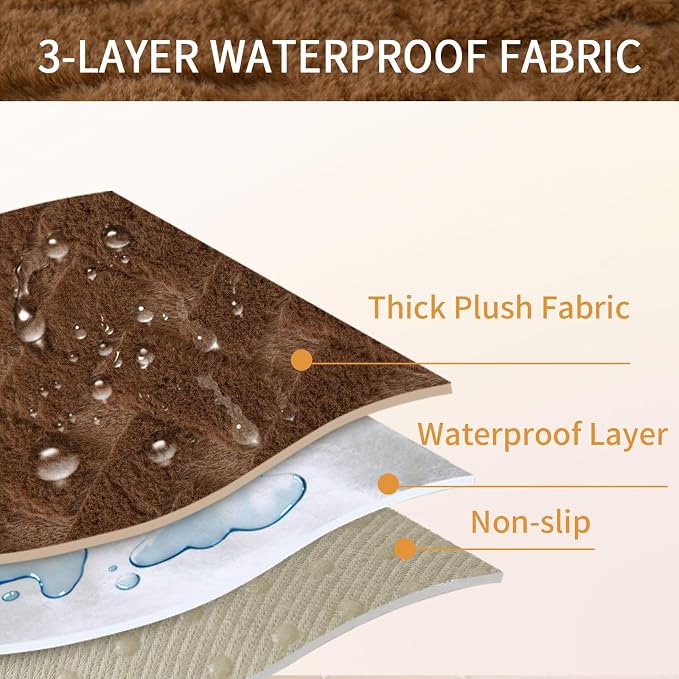 Waterproof Dog Bed Cover Non Slip Couch Cover for Dogs Washable Soft Faux Fur Sofa Cover Couch Covers for 3 Cushion Couch Sofa Pet Friendly (Brown, 22.5x22.5（2pc）) - Image 5
