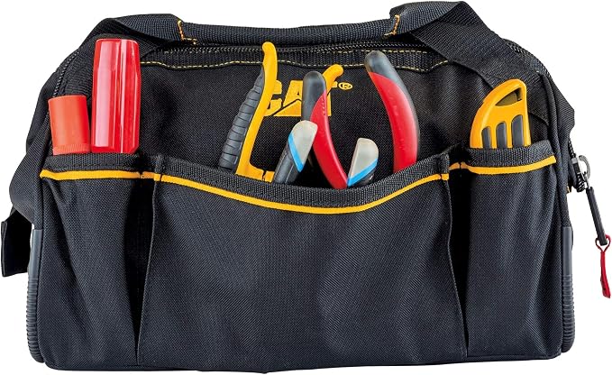 CAT 2 Piece 13-Inch and 16-Inch Wide Mouth Tool Bag, 18/3 Pockets for Tool Storage and Organization, Premium 1200D Water-Resistant Polyester Weave, Adjustable Shoulder Strap for 16-Inch Bag - 240160 - Image 8