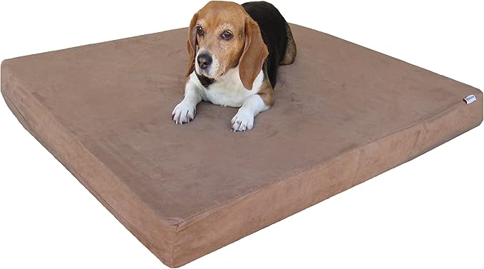 Dogbed4less Medium Large Orthopedic Gel Infused Memory Foam Dog Bed, Waterproof Liner and Washable Microsuede Brown Cover by Dogbed4less