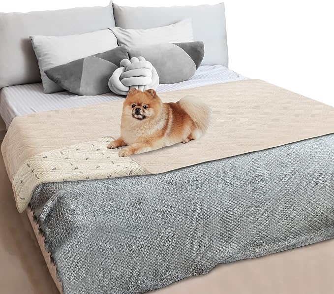 PetAmi Waterproof Couch Cover for Dogs, Non-Slip Leakproof Sofa Furniture Protector for Pet Cat, Machine Washable Bed Blanket for Car Seat, 52x82 Beige - Image 8