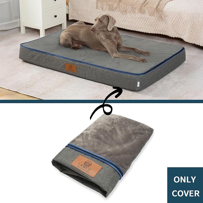 LIROCE Washable Dog Bed Cover Replacement, Jumbo Wrap-Around Zipper Cover for Orthopedic Memory Faom Dog Bed (53x36x6 inches), Dark Grey - Image 2