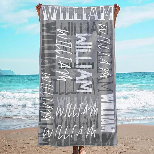 JML Personalized Beach Towel with Name, Custom Beach Towel with Name, Customized Microfiber Pool Towel, Quick Dry & Absorbent Swim Towel for Adult,Anniversary, Birthday, Summer Holiday,Vacation by JML
