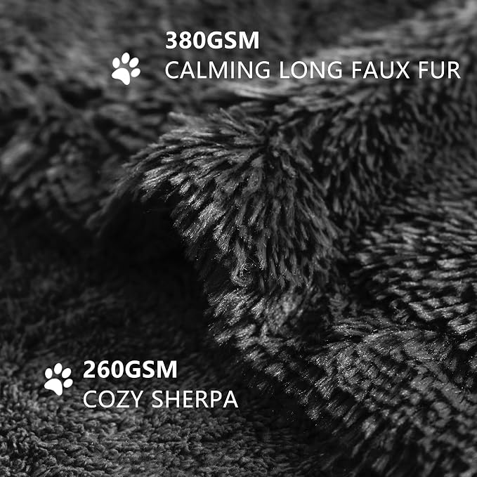 gogobunny Waterproof Dog Blanket for Couch & Furniture Protection - Super Soft Reversible Throw for Large Dogs & Cats, Calming Washable Fur & Sherpa Pet Blanket (60x80 Inch, Black) - Image 2