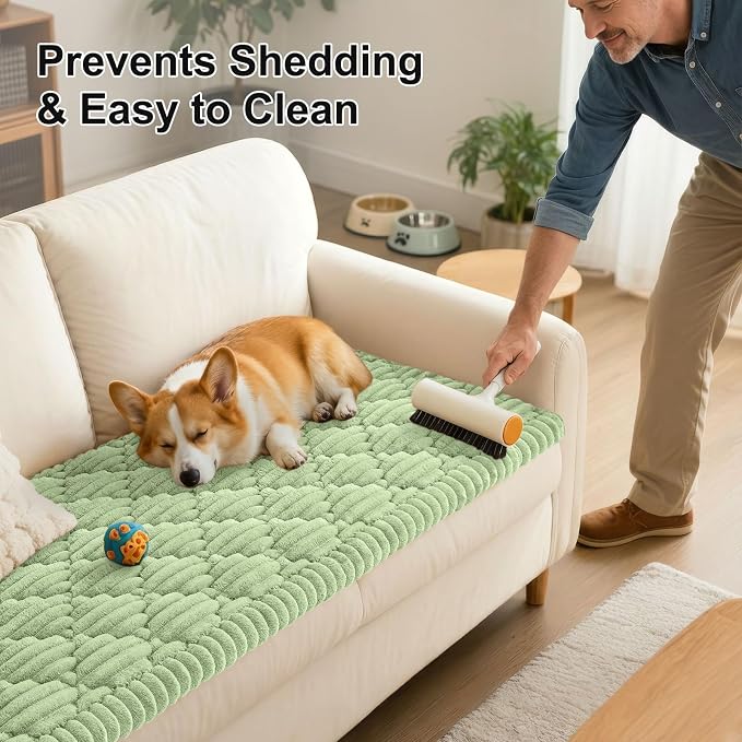 Smiry Couch Cover for Dogs Washable, Non Slip Fuzzy Pet Sofa Protector | Soft Thick Furniture Cover for Sofa, Loveseat and Sectional, Scratch & Pet Hair Resistant (Sage Green, 27.6" x 70.9") - Image 6