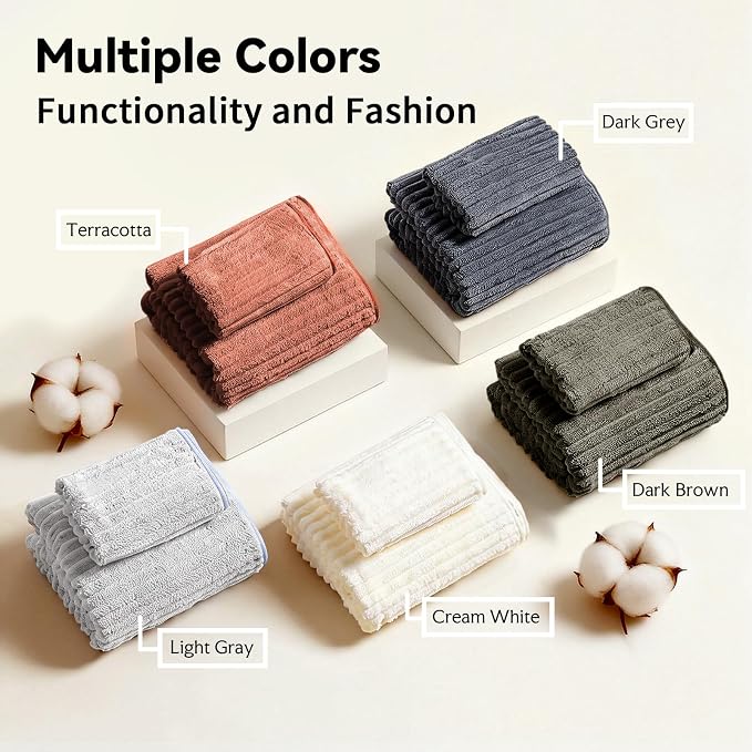 Extra Large Bath Towel Set 10 Piece, XL Bath Towels 35"x67" Oversized Bath Sheets, 280 GSM Microfiber Quick Dry Absorbent Towels, 5 Bath Sheets & 5 Hand Towels (Neutral Colors) - Image 5