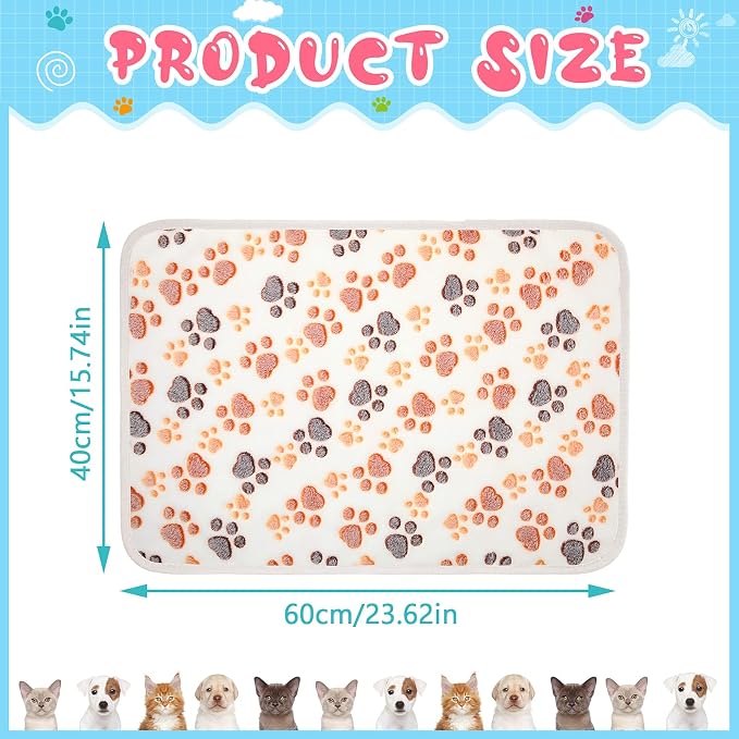 Tatuo 4 Pack Fleece Dog Blankets for Puppy Cats Multi-Size Sleep Mat for Pet Guinea Pig Soft Washable Warm Crate Bed Puppy Teething Toys Print Pattern Blanket Indoor(White,24 x 16 Inch,Paw) - Image 6
