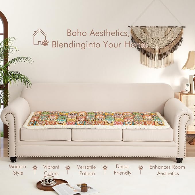 Couch Cover for Sofa, Sectional Couch Cover for Dogs, Sofa Cover Washable, Cushion Cover Blanket Pad Bed Mat for Pets, Boho Furniture Protector, Orange, 27.6x59in - Image 7