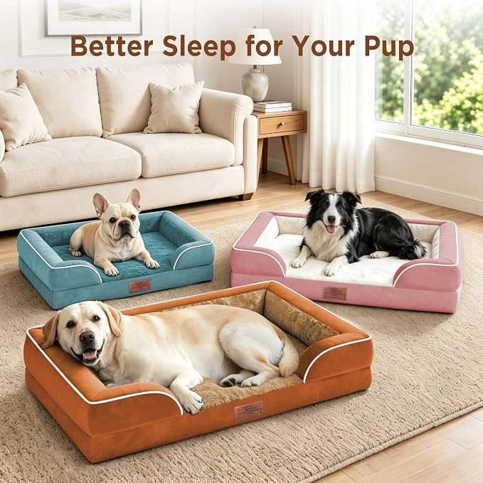 Comfort Expression Orthopedic Dog Bed for Extra Large Dogs with Bolster | Waterproof Dog Couch Bed with Washable Cover & Non-Slip Bottom, Supportive Egg Crate Foam XL Pet Bed, 45x35 Inch - Image 7