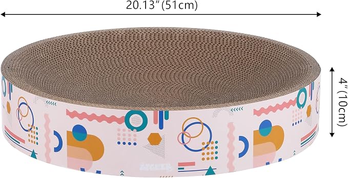 CSR1010A Nelson 20.13" Modern Cardboard Round Bowl Cat Scratcher with Catnip, Light Pink/Multi - Image 5