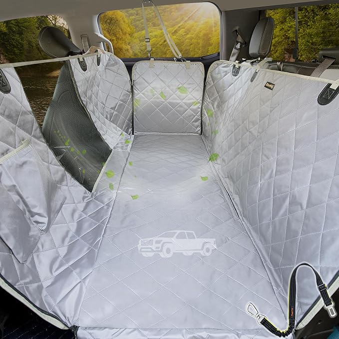 Truck Seat Cover for Dogs 100% Waterproof Back Seat Cover for Crew Cab Machine Washable X-Large Pet Hammock with Side Flap Against Dirt and Fur for Large SUV and Truck Dog Seat Protector by iBuddy