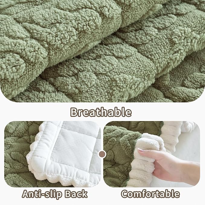 Fuzzy Couch Covers for Dogs, Non Slip Thick Dog Couch Cover Protector, Plush Pet Couch Covers for Sofa Washable, Soft Sofa Cushion Slipcovers Pet Friendly(1PC, Green, 27.6”x82.7”) - Image 4