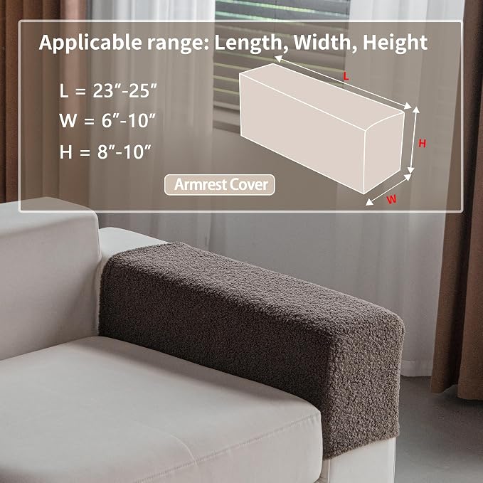 OHSIO Couch Cushion Covers for Sectional Sofa, Stretch Soft Sofa Slipcovers Washable Wear-Resistant Universal Furniture Protector for Living Room(1 Piece Armrest Cover, Brown) - Image 2