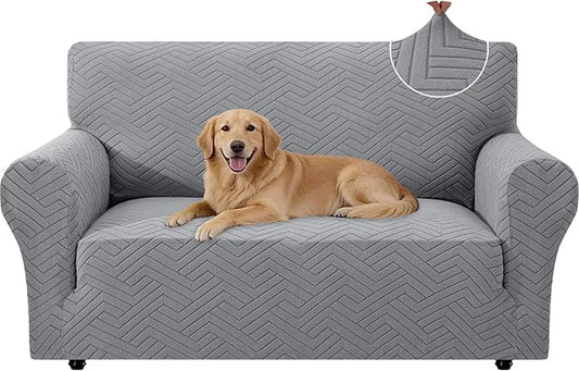 Stretch Sofa Cover Non-Slip Washable Furniture Protector | Stretch, 55"-69".Soft, Non Skid Foam, Elastic Bottom, Machine Washable, for Kids & Pets, Couch & Sofa, Light Gray by YSTELLAA