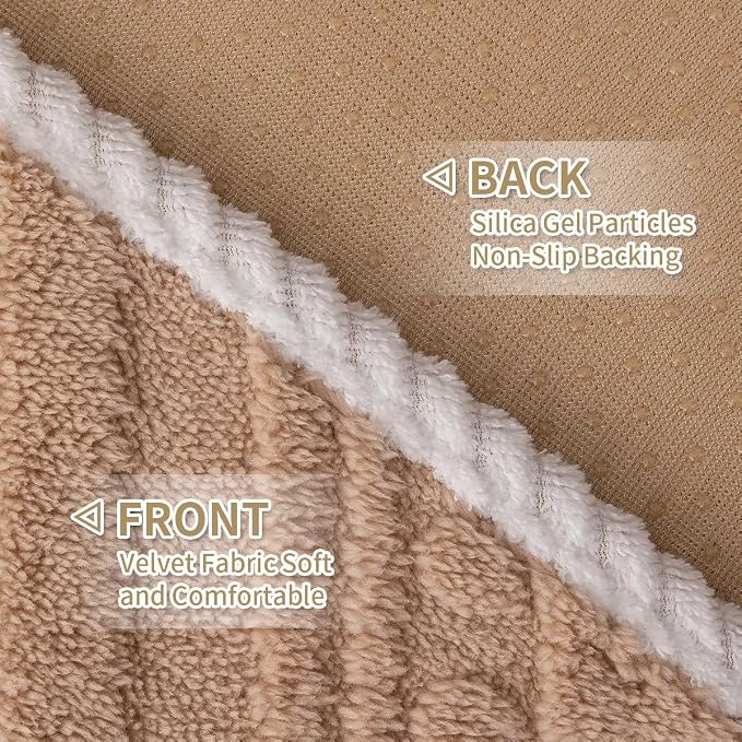 Boho Couch Cover Non Slip Sofa Cover Washable for Dogs, Sectional Couch Covers Soft, Plush Sofa Slipcover Furniture Protector Covers for L Shaped(Khaki, 36"x 63") - Image 4