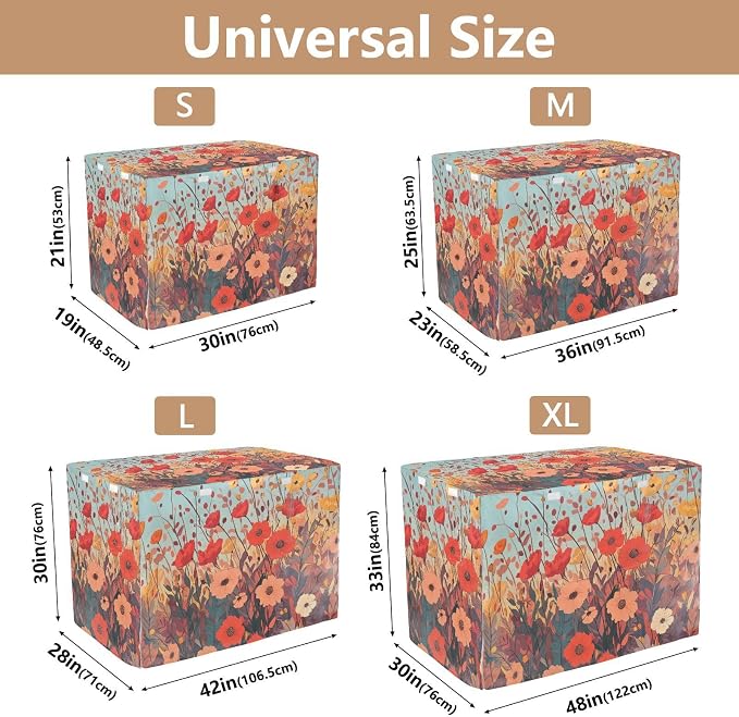 Dog Crate Cover Kennel Cover for Dog Cages Breathable for Wire Cage Indoor Outdoor Autumn Poppy Flowers - Image 3