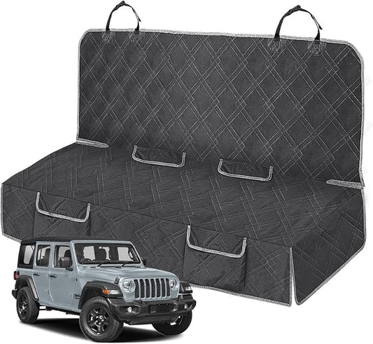Dog Car Seat Cover for Jeep Wrangler 4 Door 2007-2025 | Waterproof Pet Bench Seat Cover for Back Seat, 600D Heavy Duty Scratch Proof Nonslip Truck Seat Covers for Dogs by Kistrba