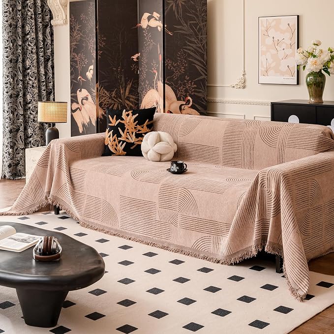 ROOMLIFE Couch Cover Boho Sofa Covers for 3 Cushion Couch Washable, Furniture Protector Sofa Couch Cover for Dogs, Soft Breathable Sofa Slipcover, Couch Throw Blankets with Tassels 71''X150'' - Image 8