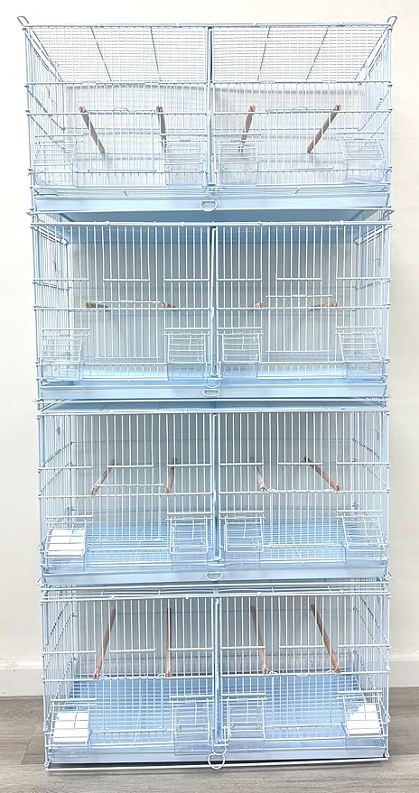 White Stackable Breeder Bird Flight Cage Side Breeding Nest Box Door with Removable Divider (White, 26.5"x11"x15"H Lot-4) by Mcage