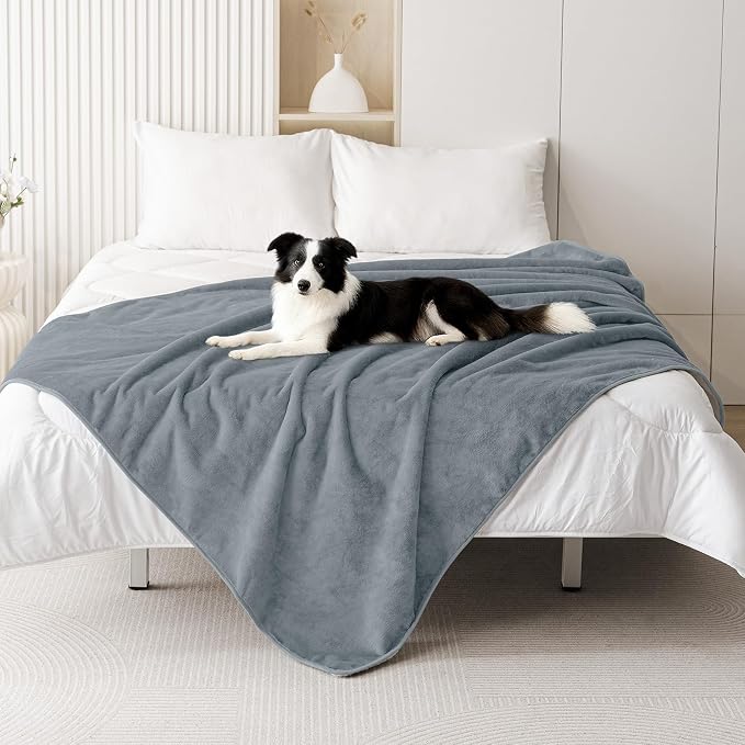 Smiry Waterproof Dog Bed Blanket, Leakproof Pet Throw Blanket for Bed Couch Sofa, Reversible Sherpa Fleece Furniture Protector Cover for Small Medium Large Dogs Cats (Grey, 60x80 inches) by Smiry
