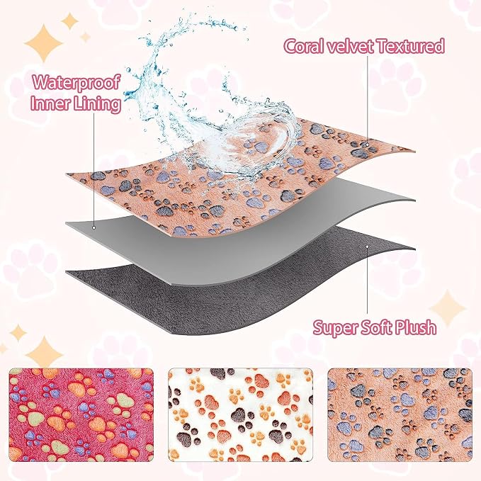 YUEPET Waterproof Guinea Pig Blankets Washable 3 Pack Small Animal Fleece Cage Liners Pet Soft Sleep Mat Pad Cover Warm Flannel Throw for Hamster Guinea Pig Rabbit Chinchilla Hedgehog Ferret 48"×24" - Image 4